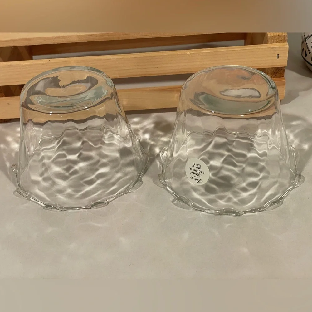 Pair (2) Princess House “Optic Waves” Clear Glass Votive Holders | Like New